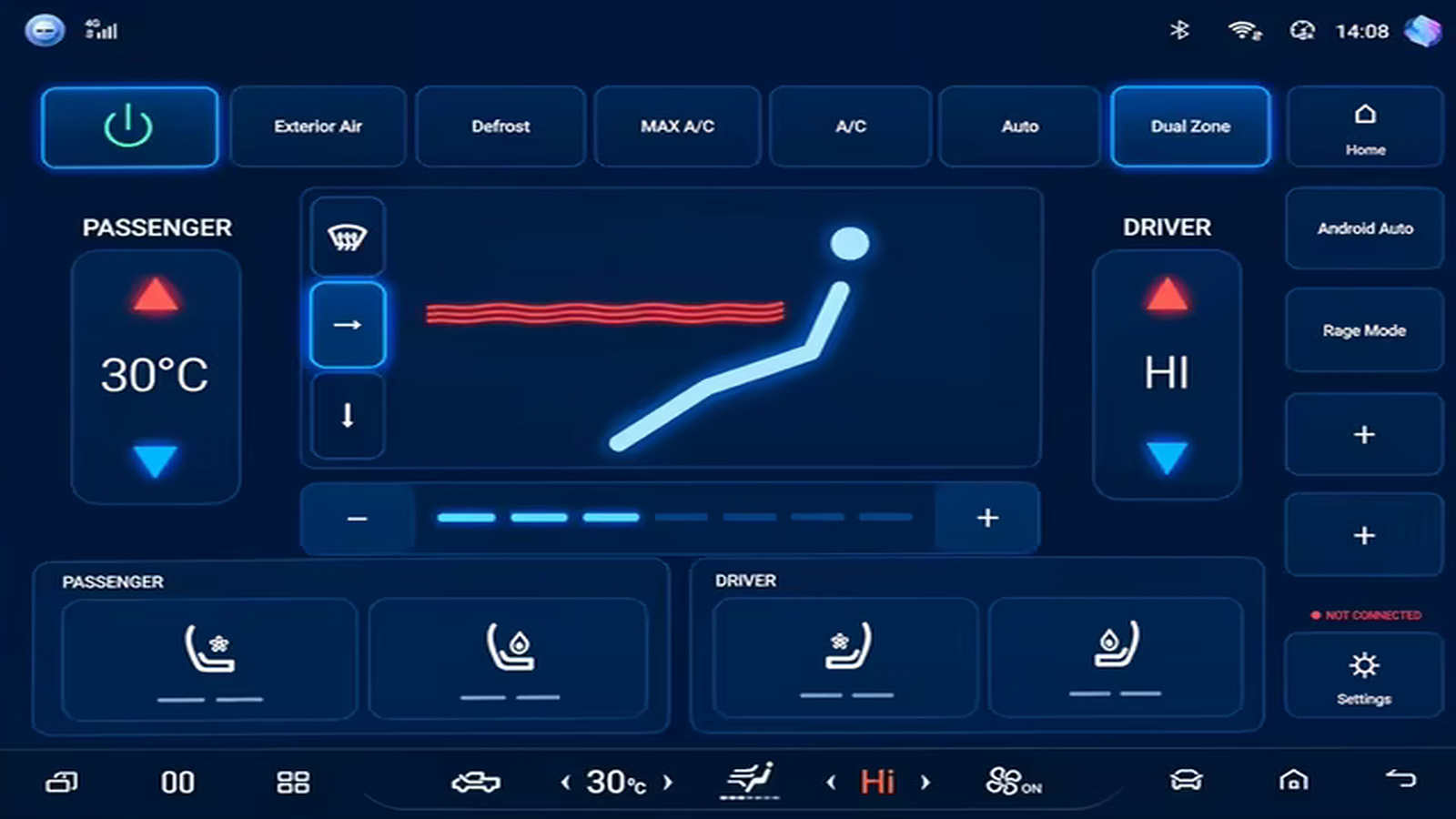 Shark Control climate interface running on the BYD Shark head unit