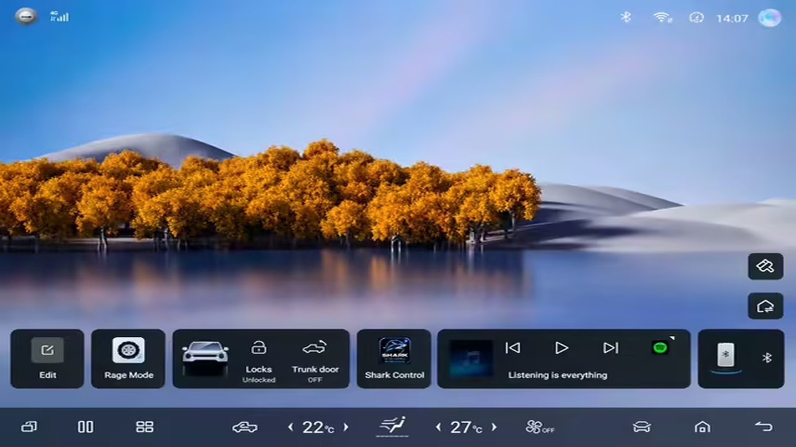 Shark Control installed on the BYD Shark vehicle home screen